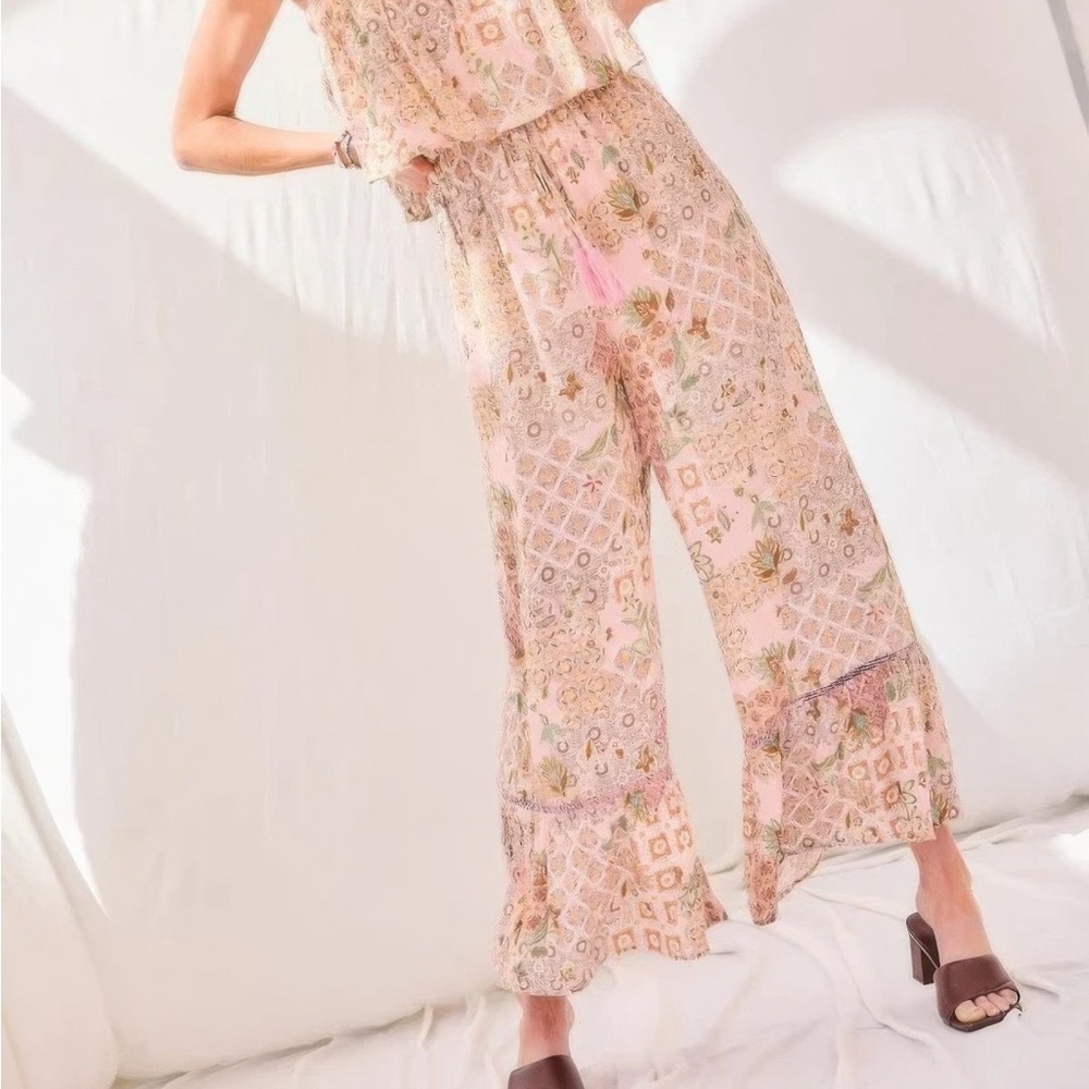 Tube Top With Tier Ruffle Lace Trim Jumpsuit - Picture 2 of 4